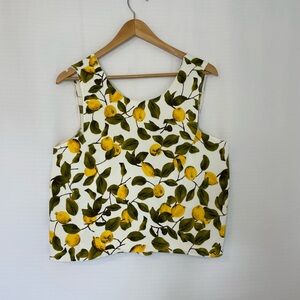 Zara Basic Lemon Print Sleeveless Crop Top Size Large